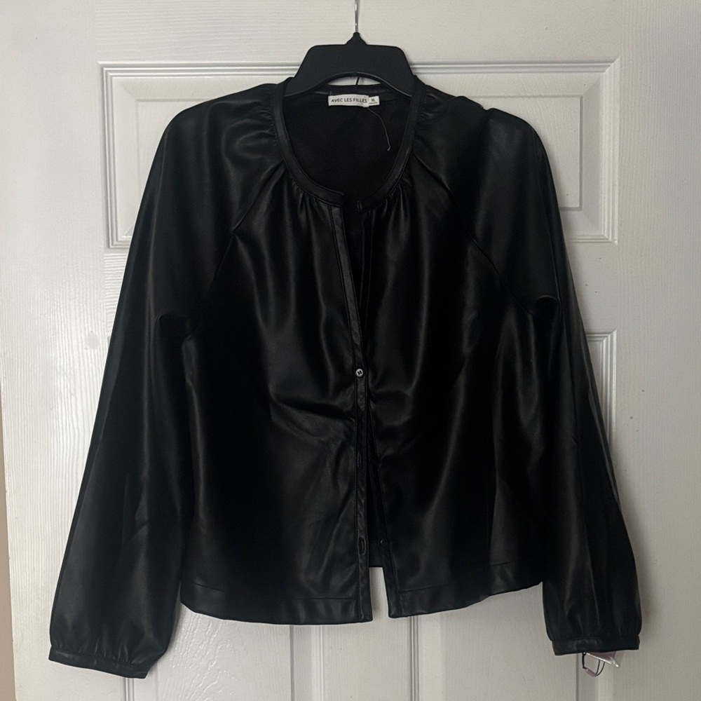 Avec Les Filles Black Faux Leather Jacket